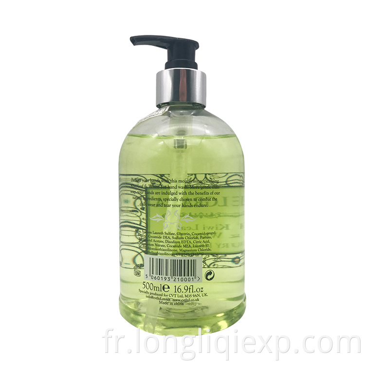 Lotion liquide de lavage des mains au thé blanc de feuille de kiwi de luxe 500 ml pour le nettoyage